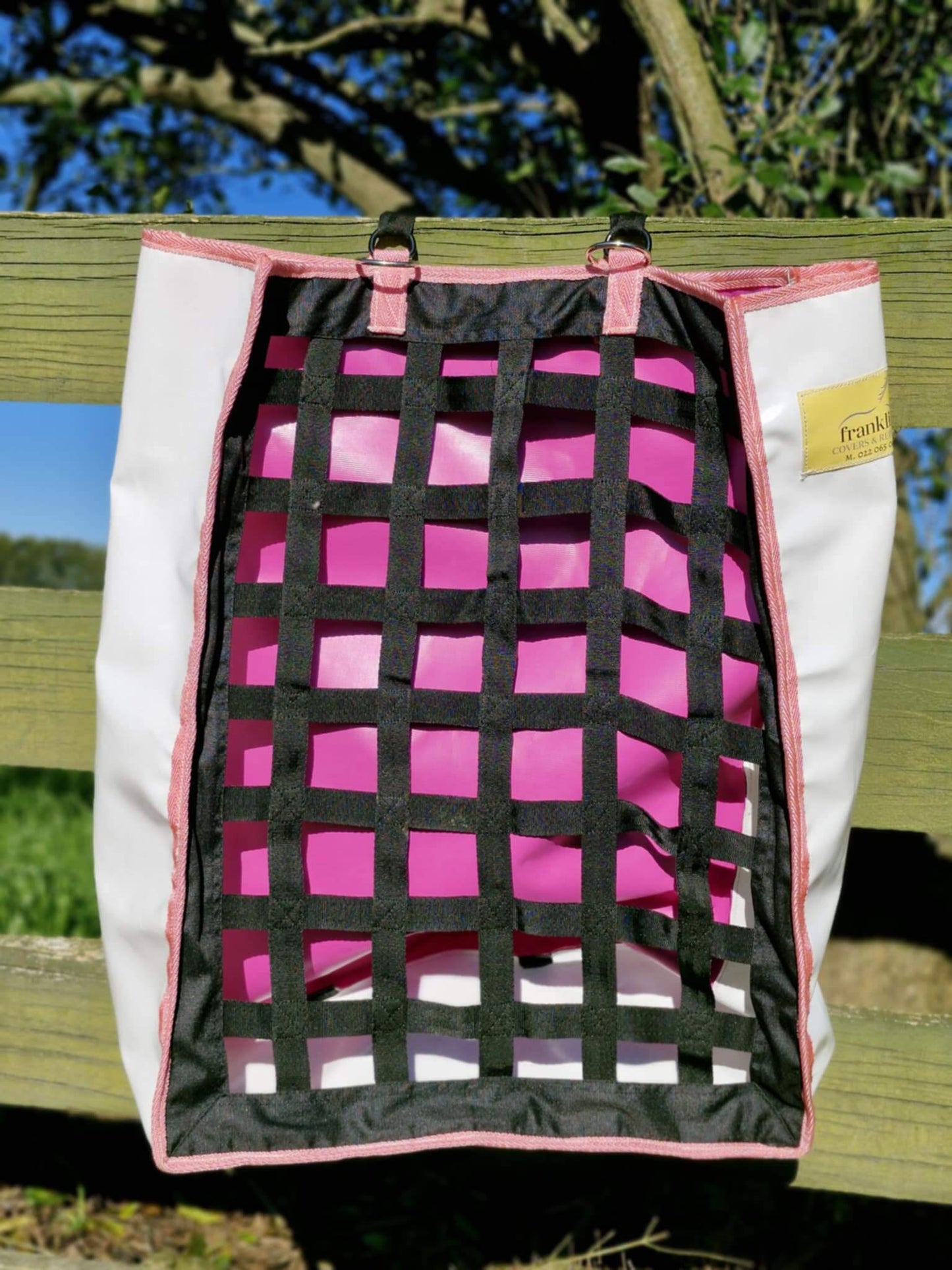 FCR Slow Feed Haybag designed for horses, featuring a durable grid for natural foraging and reducing waste.