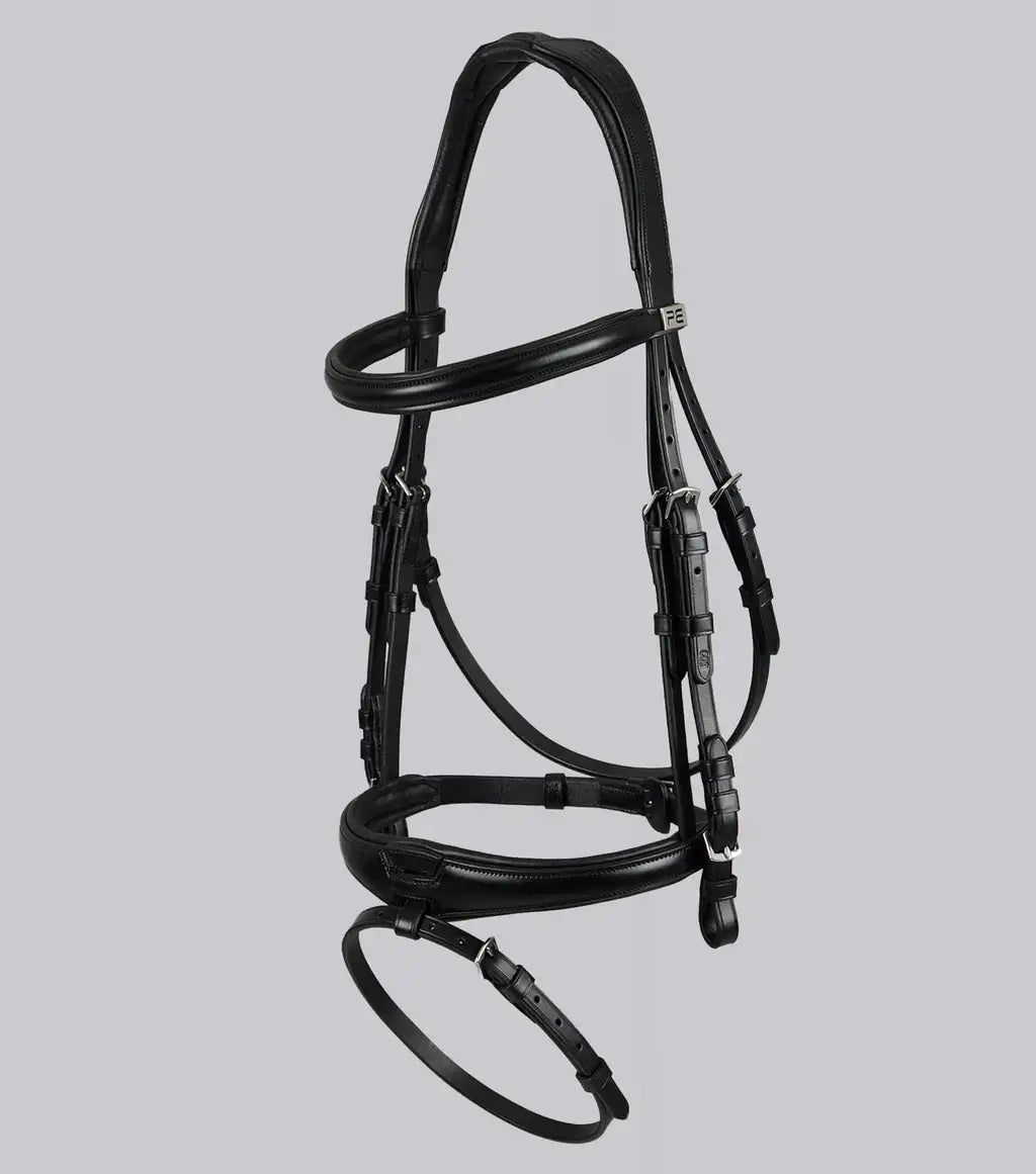 PE Artana Anatomical Snaffle Bridle made of high-quality leather, featuring an ergonomically designed headpiece and padded noseband.