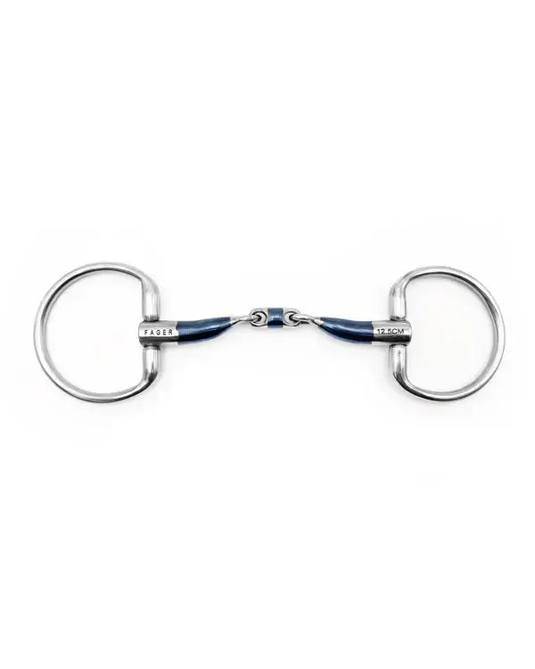 Fager Dylan Sweet Iron double-jointed horse bit designed for sensitive horses needing consistent contact.