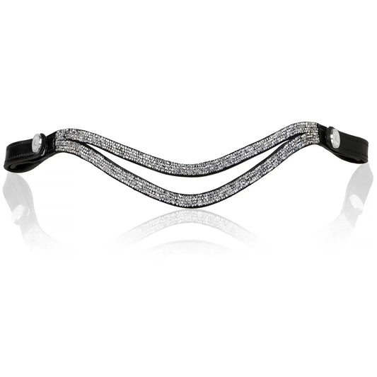 Elegant Princess browband with silver glitter rock, handcrafted from premium leather for durability.