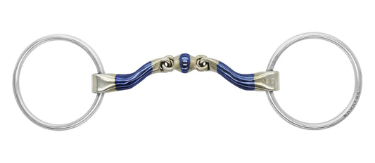 Bombers McHardy Elliptical Loose Ring bit with a medium-sized port and flattened lozenge for improved pressure distribution.