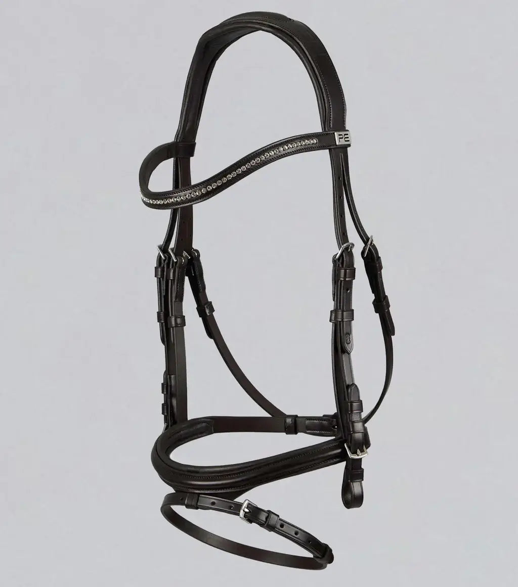 Anatomical PE Rivere Bridle made of top-grade Italian leather with padded crown and elegant design.