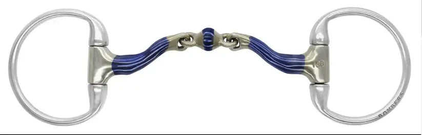 McHardy Elliptical Eggbutt bit showing medium port design for dressage with double jointed mouthpiece.